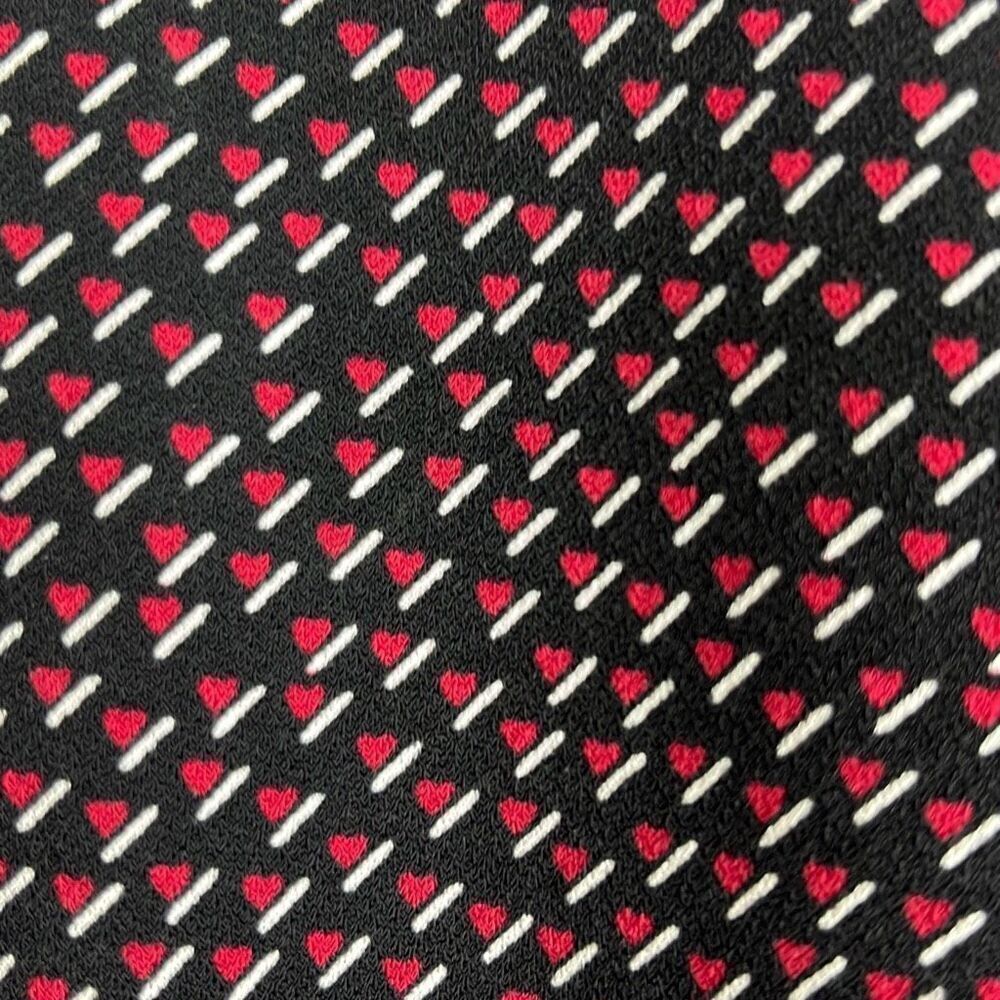 Adrianna Papell Heart Print Black Red Smocked Shoulder Blouse Medium Long Sleeve - Picture 5 of 9